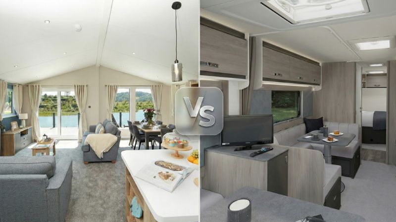 Static caravan interior space compared with touring caravan living
