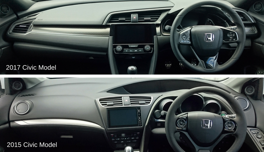 Honda Civic interior 2017 vs 2015